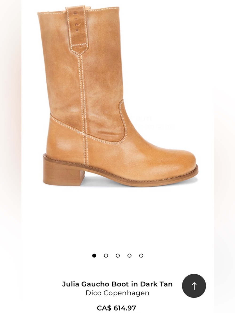 REVOLVE Julia Gaucho Mid-Calf Leather Boot in Dark Tan